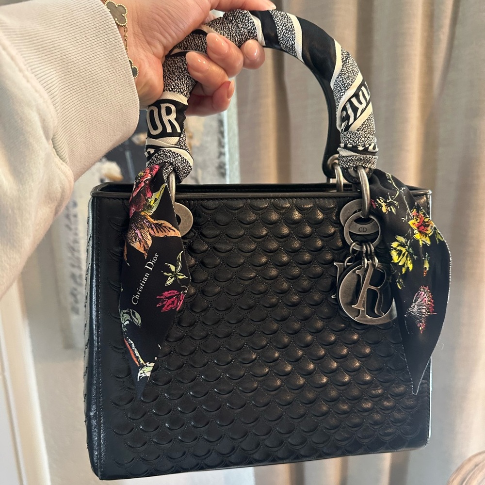 Christian Dior Lambskin Fish Scale Lady Dior black